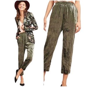Anthropologie - ett:twa green velvet crop pants